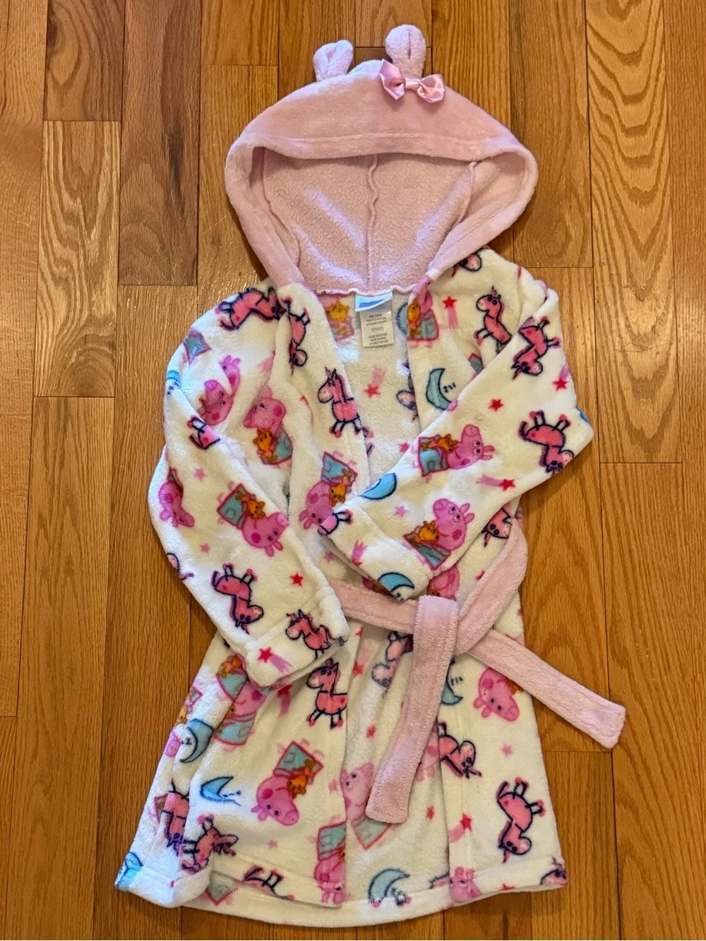 Peppa Pig Pink Hooded Plush Robe with Belt